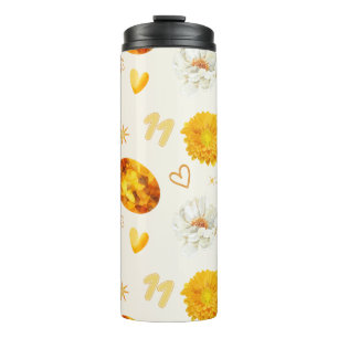 November Birthstone & Flower Watercolor Thermal Tumbler