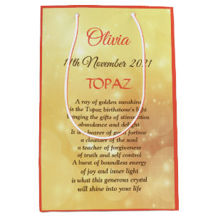 November Birthstone Topaz design  Medium Gift Bag