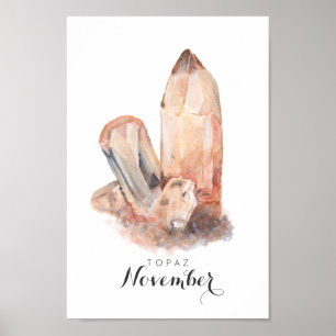 November Birthstone - Topaz Watercolor   Poster