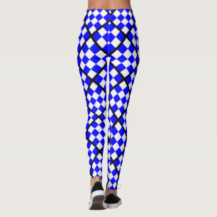 NOVEMBER Blue White Chequered Square Leggings
