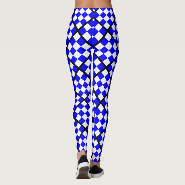 NOVEMBER Blue White Chequered Square Leggings (Back)