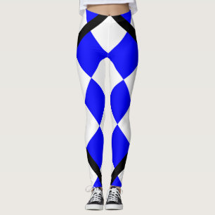 NOVEMBER Blue White Chequered Square Leggings