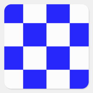 NOVEMBER Blue White Chequered Square Sticker