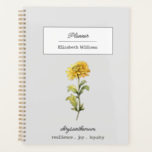 NOVEMBER CHRYSANTHEMUM BIRTH FLOWER PERSONALIZED  PLANNER