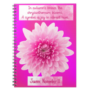 November Chrysanthemum Birth Flower Spiral Noteboo Notebook