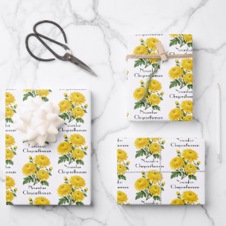 November Chrysanthemum Flowers Wrapping Paper Sheet
