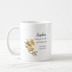 November Chrysanthemum Personalised Birthday Coffee Mug