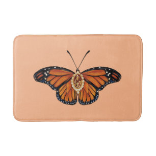 November Citrine Monarch Butterfly Pattern Design Bath Mat