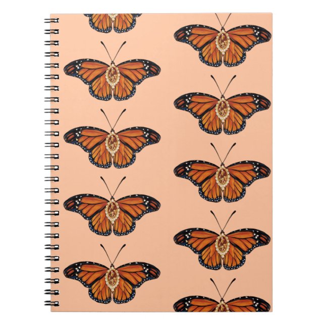 November Citrine Monarch Butterfly Pattern Design Notebook (Front)