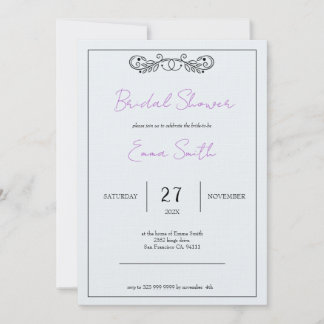 "November Elegance" Customisable Bridal Shower Invitation