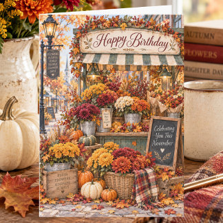 November Flower Market Autumn Birthday Card