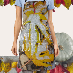 November forest: Yellow leaves beneath the snow Apron