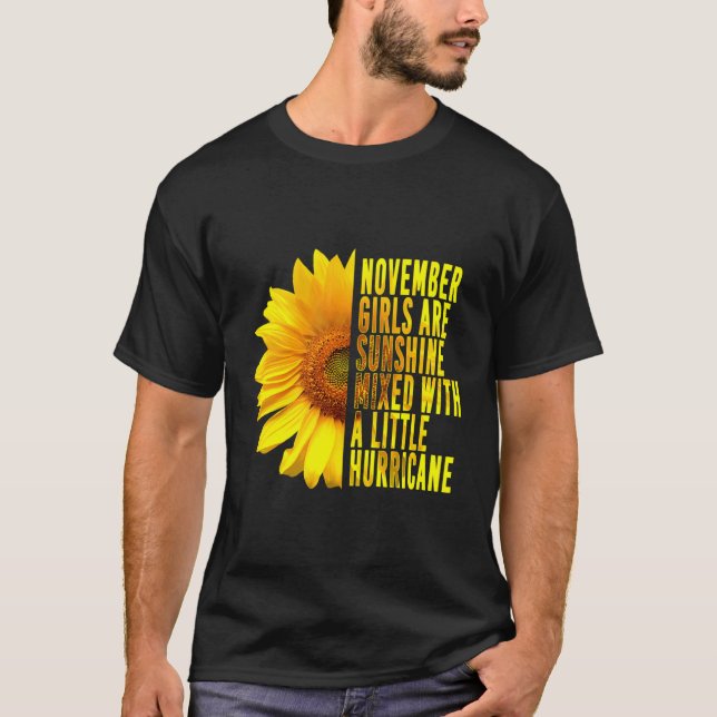 November Girls Sunshine Mixed Hurricane Sunflower  T-Shirt (Front)