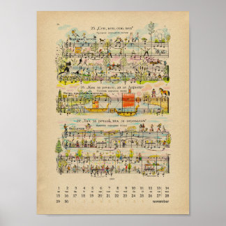 November Happy Notes Calendar 2022 Poster