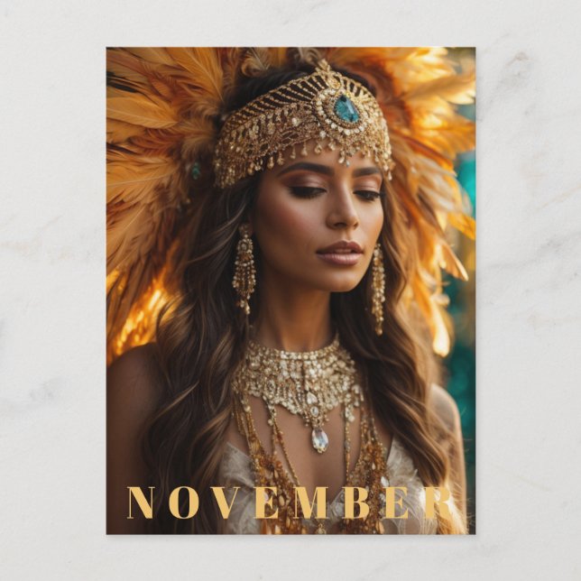 *~* NOVEMBER Headdress AP53 Birthstone Topaz Postcard (Front)