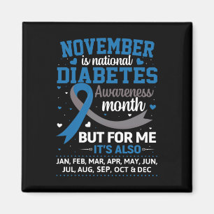 November Is Diabetes Awareness Month Blue And Grey Magnet
