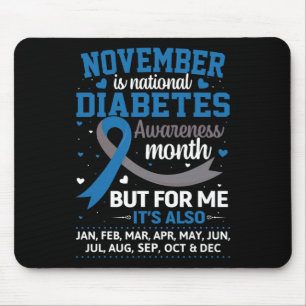 November Is Diabetes Awareness Month Blue And Grey Mouse Mat