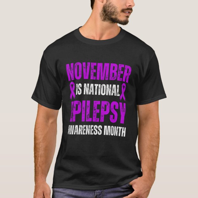 November is National Epilepsy Awareness Ribbon T-Shirt (Front)