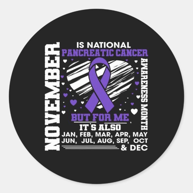 November Is National Pancreatic Cancer Awareness M Classic Round Sticker (Front)