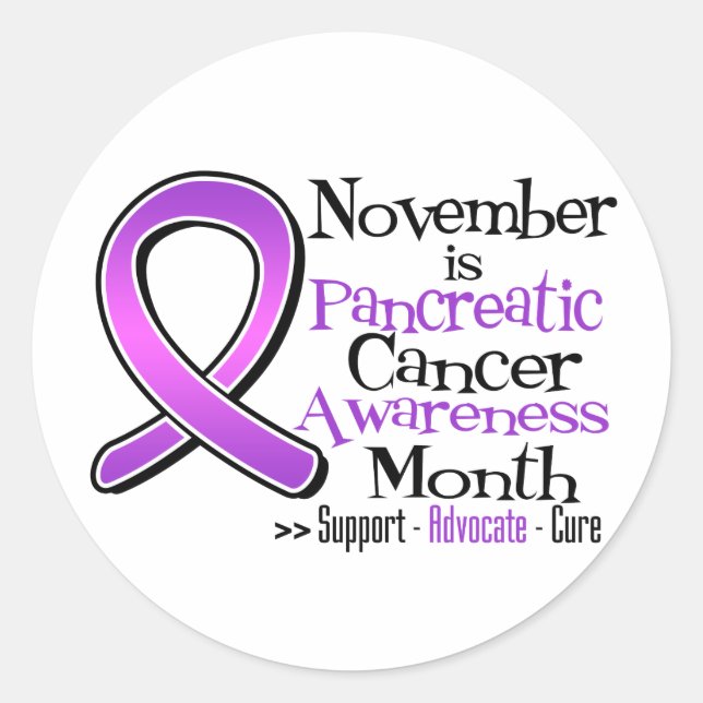November is Pancreatic Cancer Awareness Month Classic Round Sticker (Front)
