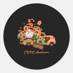 November Orange Gnome Vintage Truck CRPS Awareness Classic Round Sticker