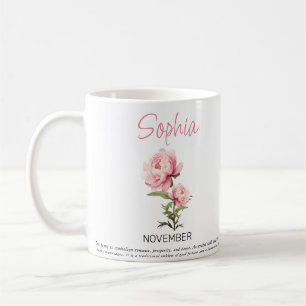 November Personalised Birth Flower Coffee Mug