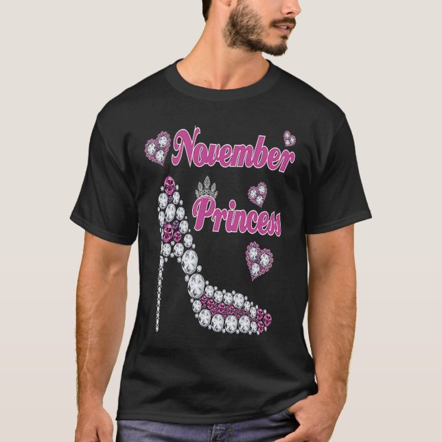 November Princess Happy Birthday High Heel Born No T-Shirt (Front)