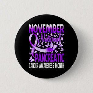 November Purple Ribbon Pancreatic Cancer Awareness 6 Cm Round Badge