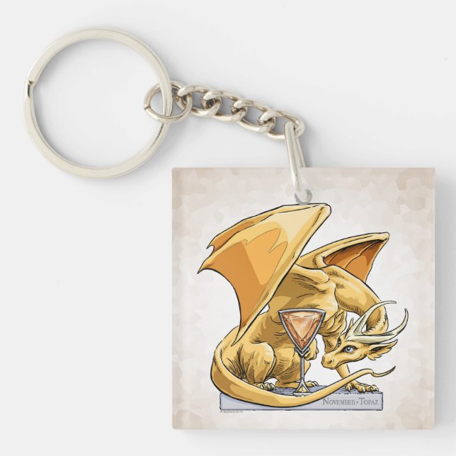 November’s Birthstone Dragon: Topaz Key Ring (Front)