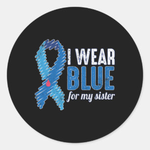 November T1d Awareness Ribbon Blue For Sister Diab Classic Round Sticker