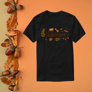 November Thanksgiving Typography T-Shirt