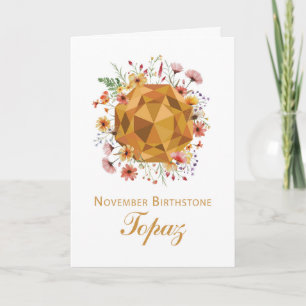 November Topaz Birthstone Birthday with Wildflower Card