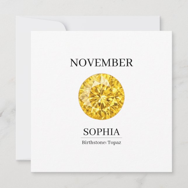 November Topaz Personalised Birthday Card (Front)