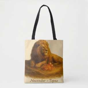 November Topaz – Regal Lion & Golden Crystal Tote Bag