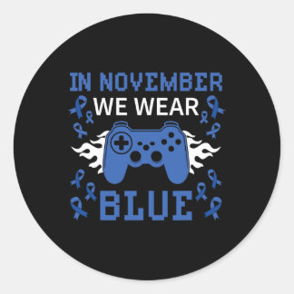 November We Wear Blue T1d T2d Diabetic Diabetes Ga Classic Round Sticker