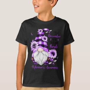 November We Wear Purple Gnomes Alzheimerheimer Awa T-Shirt