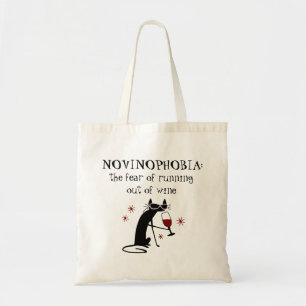 NOVINOPHOBIA Running Out of Wine Quote Tote Bag