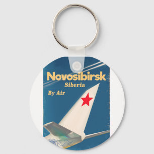 Novosibirsk Siberia soviet union flight poster Key Ring