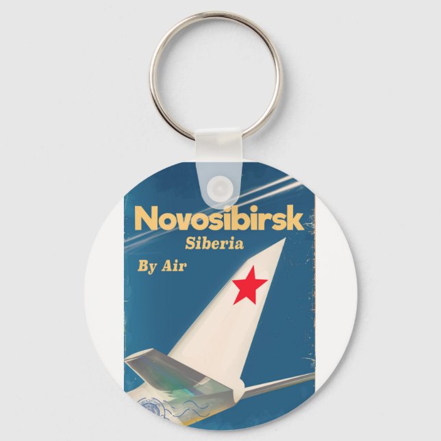 Novosibirsk Siberia soviet union flight poster Key Ring (Front)