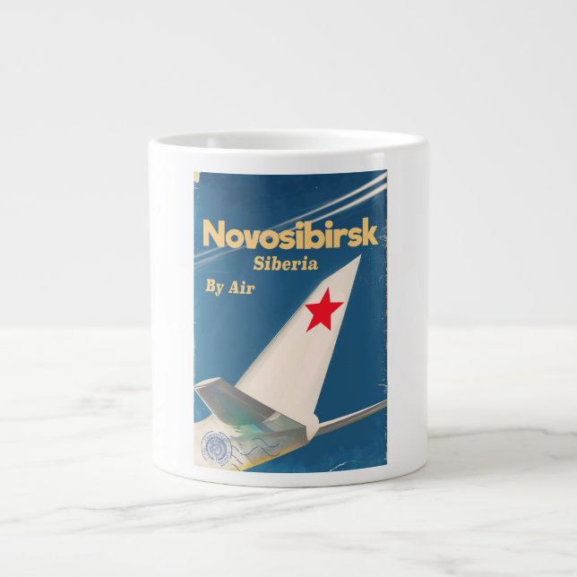 Novosibirsk Siberia soviet union flight poster Large Coffee Mug (Front)