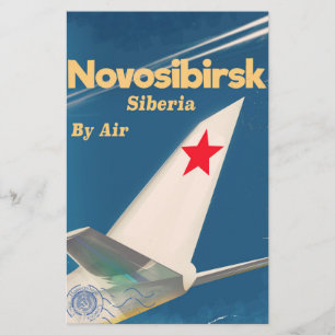 Novosibirsk Siberia soviet union flight poster Stationery