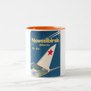 Novosibirsk Siberia soviet union flight poster Two-Tone Coffee Mug