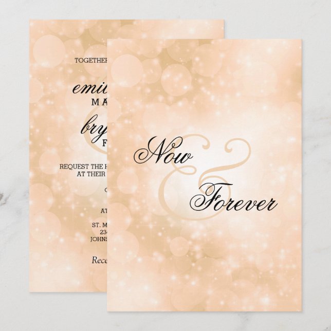 Now and Forever Peach Wedding Invitation (Front/Back)