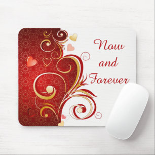 Now and Forever Romantic Quote Hearts Mouse Mat