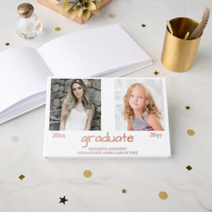 Now And Then 2 Photo Graduation Party Guest Book
