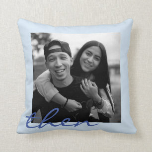 Now and Then Love Story Two Photo Keepsake Cushion