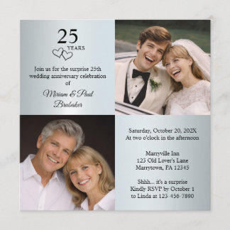 Now and Then Photo Surprise 25th Anniversary Party Invitation