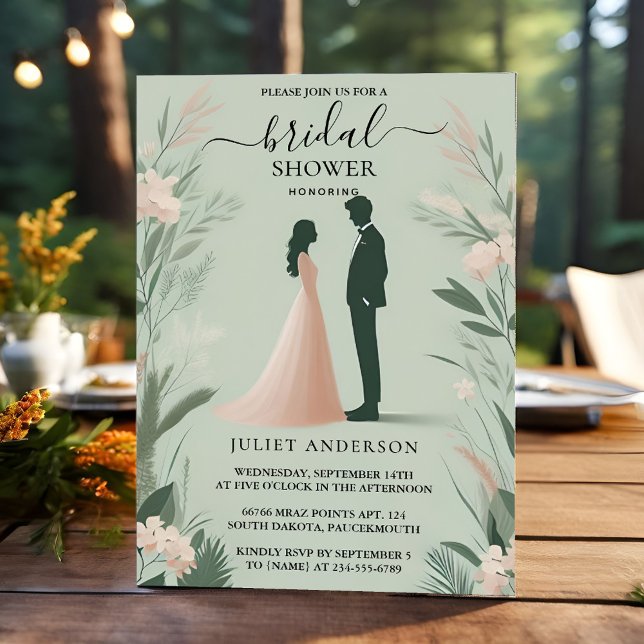 Now Blush Peach Mint Moss Sage Green Bridal Shower Invitation (Creator Uploaded)