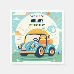 now boy cute golf hole in one first 1st birthday napkin