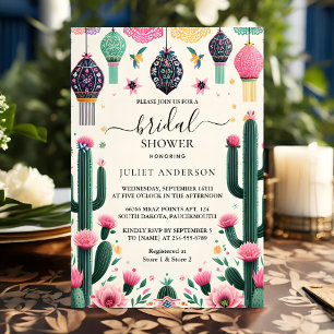 Now Fiesta Cactus Travel Mexicans Bridal Shower Invitation